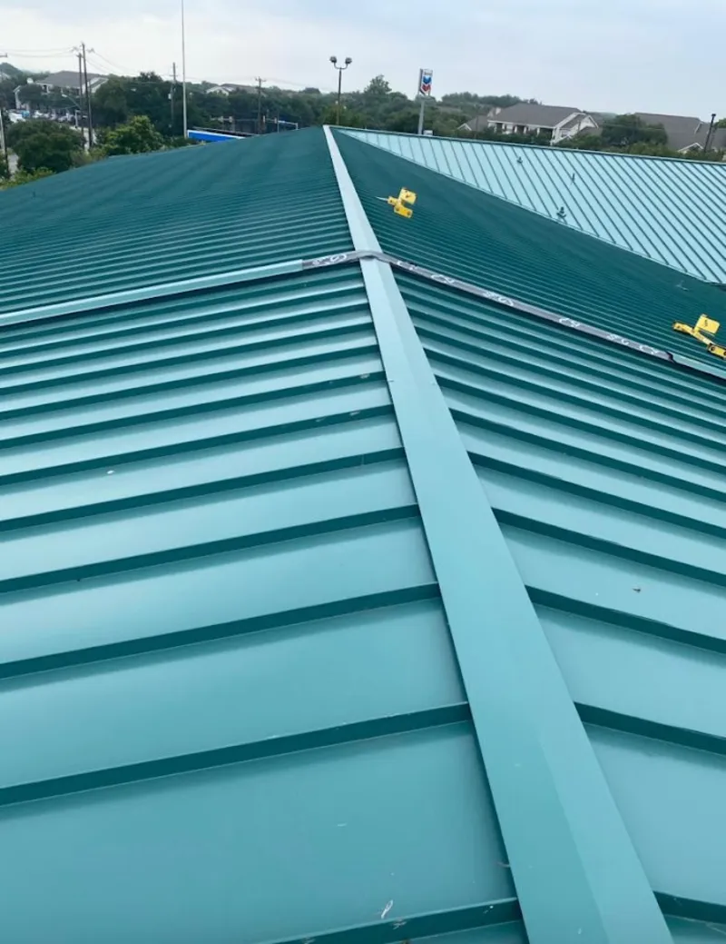 Green commercial metal roof ridge and valley for Metal Roof Repair in Lee